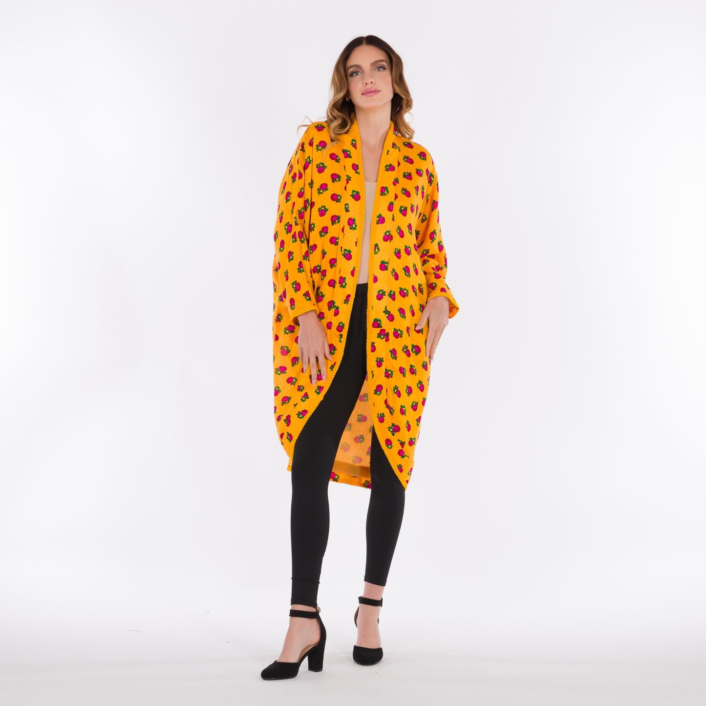 DALSH DESIGNS - Yellow shalky print kimono