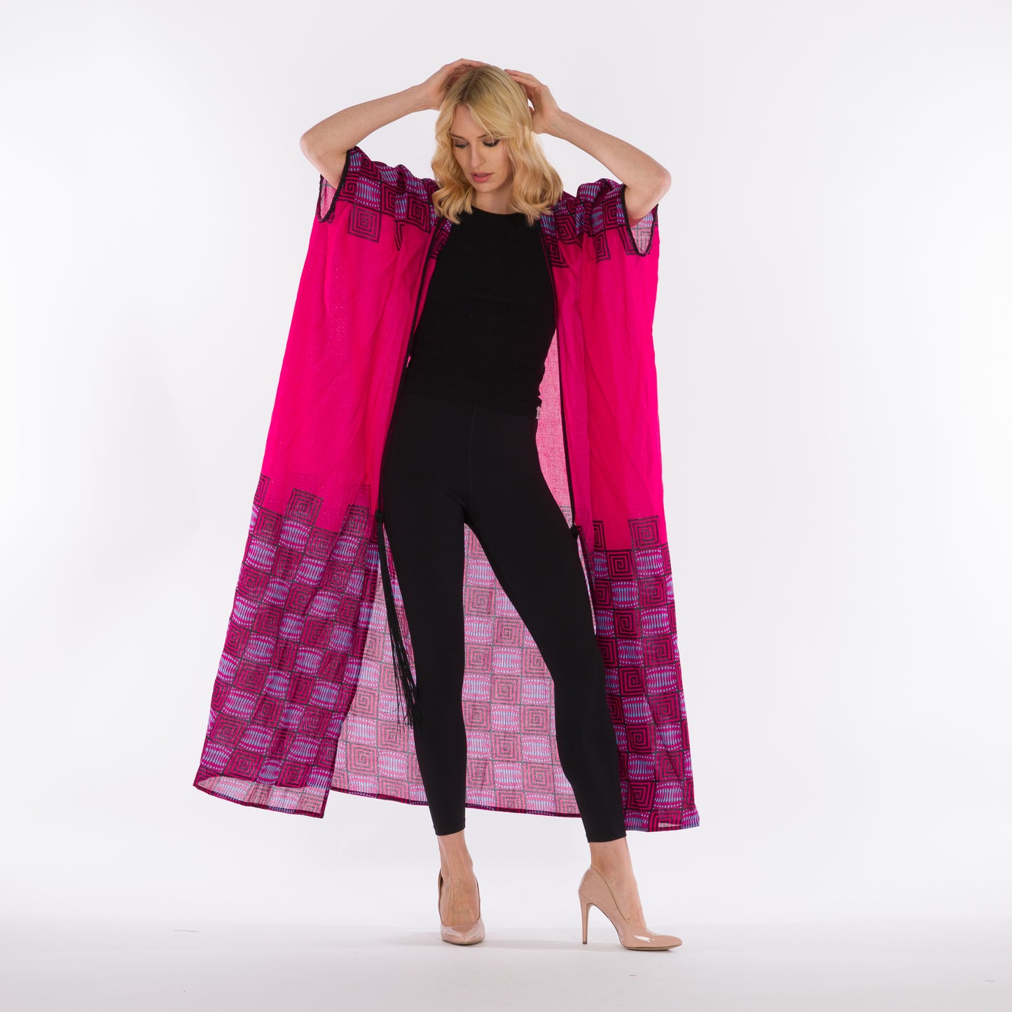 NOBLESSE - Fuchsia cape kimono