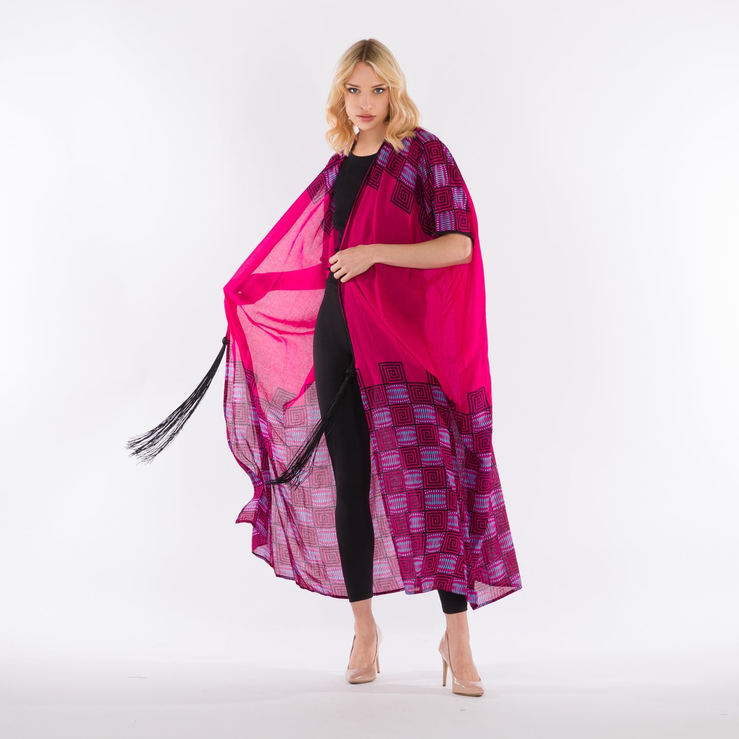 NOBLESSE - Fuchsia cape kimono