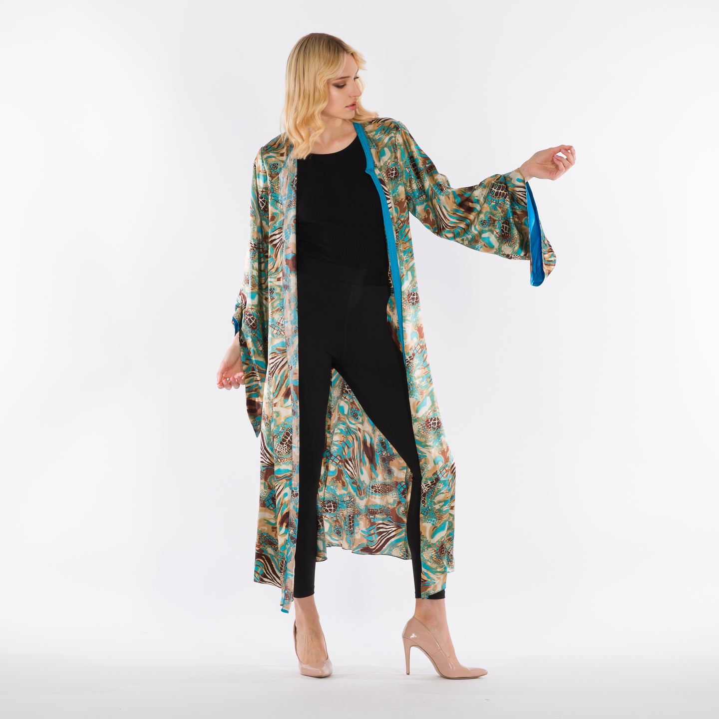 NOBLESSE - Printed satin kimono