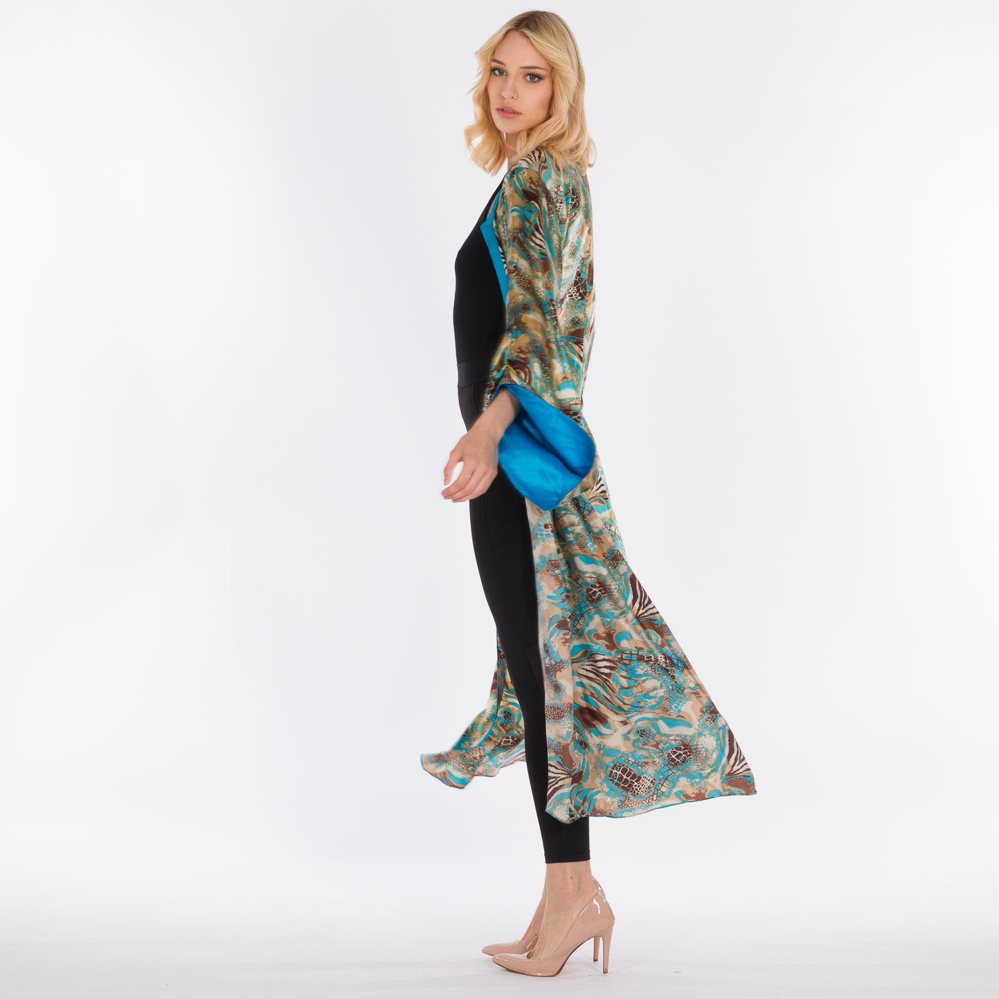 NOBLESSE - Printed satin kimono