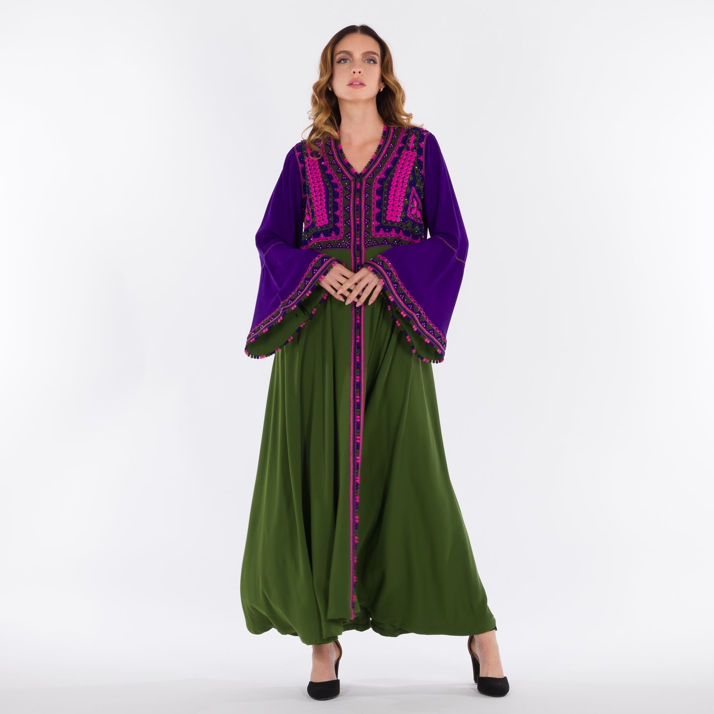 YARAKECH - Green and purple moroccan kaftan