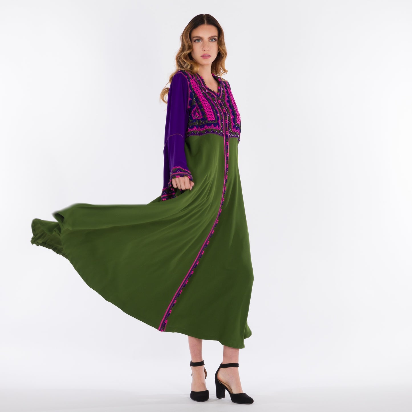 YARAKECH - Green and purple moroccan kaftan