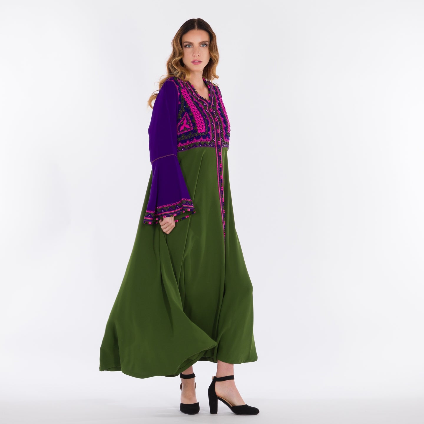 YARAKECH - Green and purple moroccan kaftan