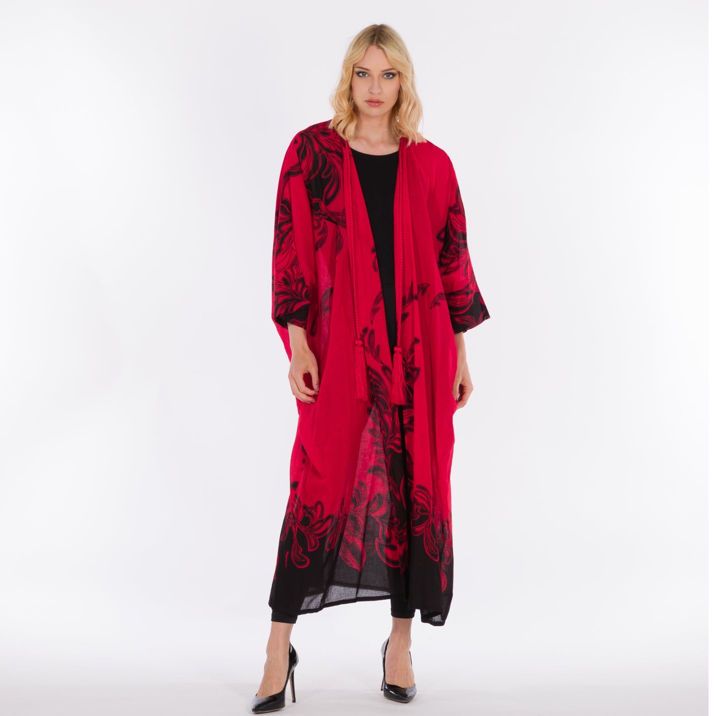 NOBLESSE - Red and black cape kimono