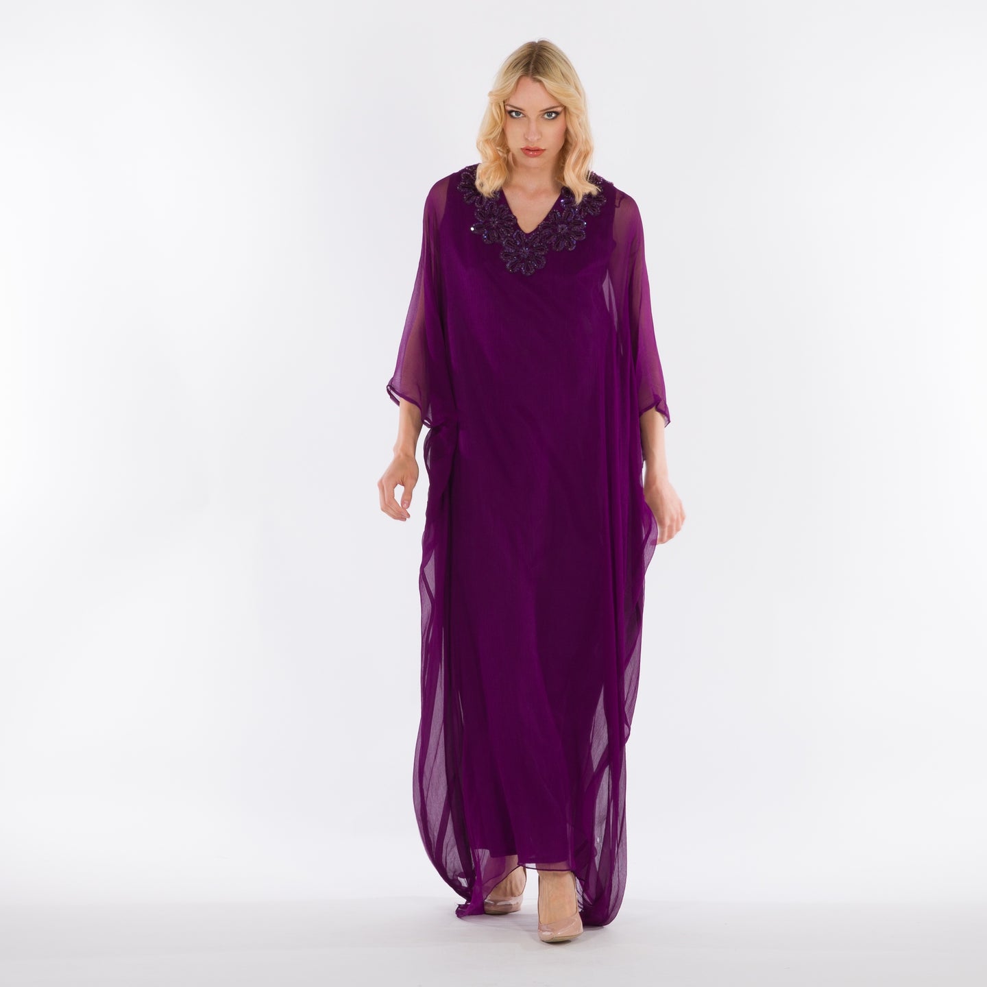 NOBLESSE - Chiffon batwing crochet kaftan