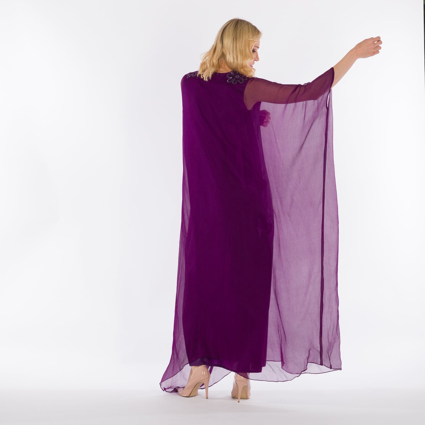 NOBLESSE - Chiffon batwing crochet kaftan