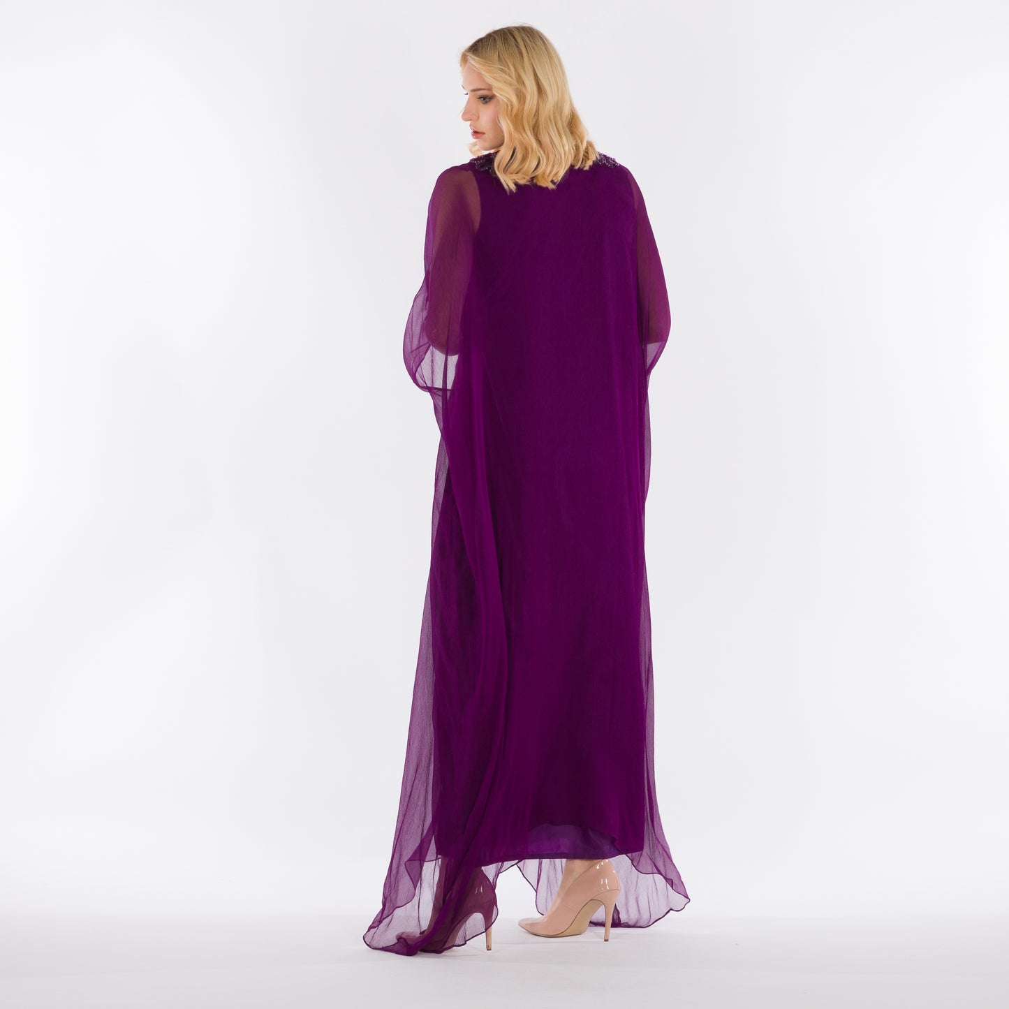 NOBLESSE - Chiffon batwing crochet kaftan