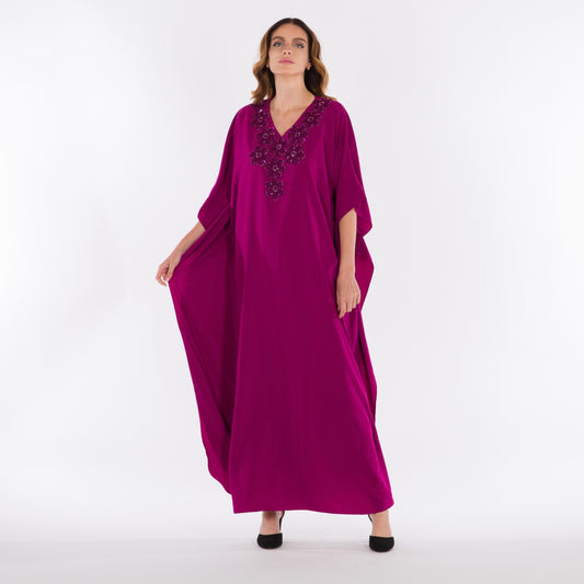 NOBLESSE - Magenta batwing crochet kaftan